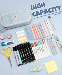 Alternative view of SUNEE Cute Pencil Case. Aesthetic Pen Pouch. Colored Large Pencil Bag with Zipper. Kawaii Stationery Storage and Organizer. School Supplies for Teen and Adult Girls. Blue